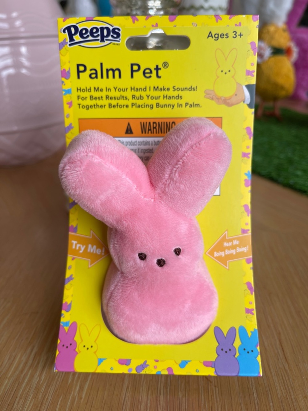 Battery powered PEEPS Palm Pet Pink Plush Bunny - makes sounds! NWT